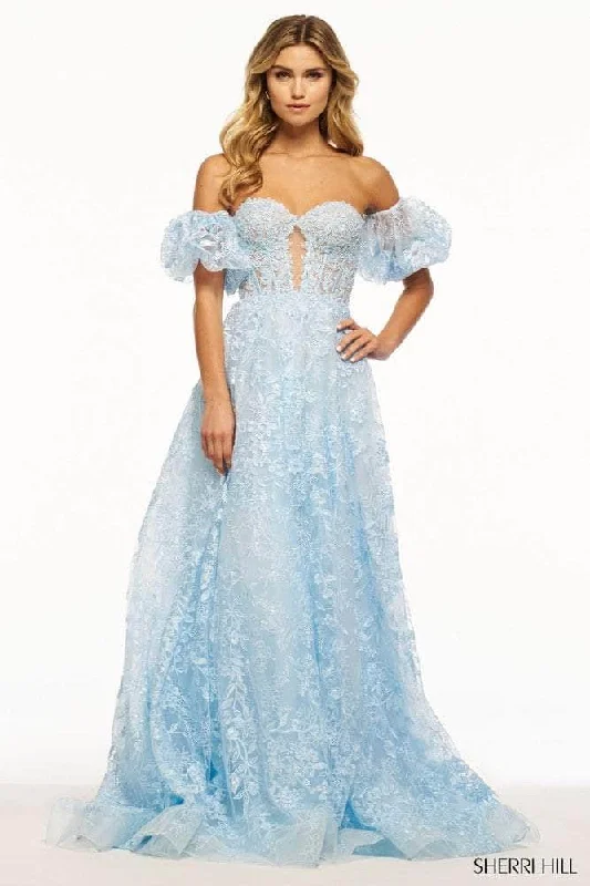 Women's Stylish Professional Apparel Sherri Hill 56073 - Leaf Appliqued A-Line Prom Gown Women's Stylish Professional Apparel Sherri Hill 56073 - Leaf Appliqued A-Line Prom Gown