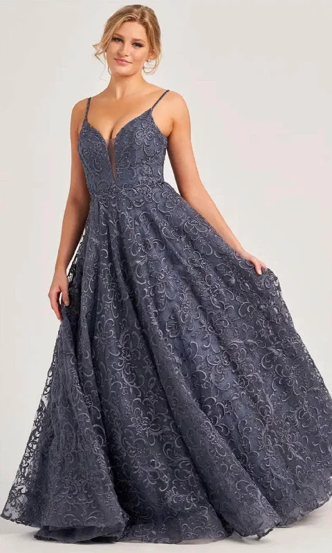 Fashionable Women's Clothes Colette By Daphne CL5280 - Plunging V-Neck Lace Ballgown