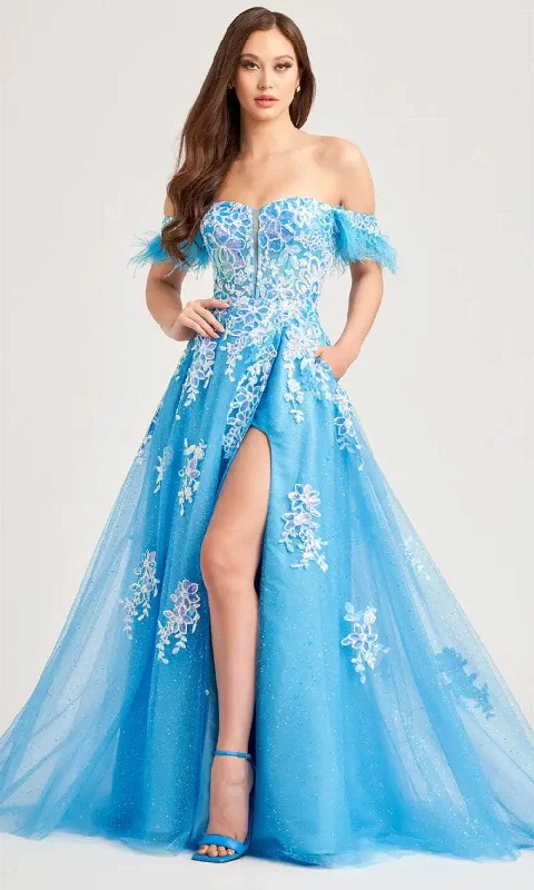 Shop Ladies Clothes Ellie Wilde EW35220 - Off-Shoulder Sequin Embellished Gown