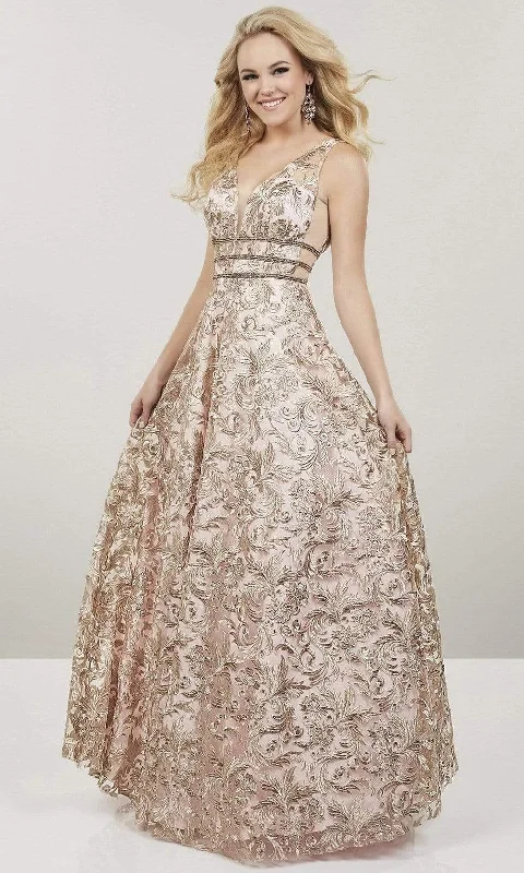 Chic Clothes For Women Panoply - Sleeveless Triple Bands Embellished Long Gown 14918SC Chic Clothes For Women Panoply - Sleeveless Triple Bands Embellished Long Gown 14918SC