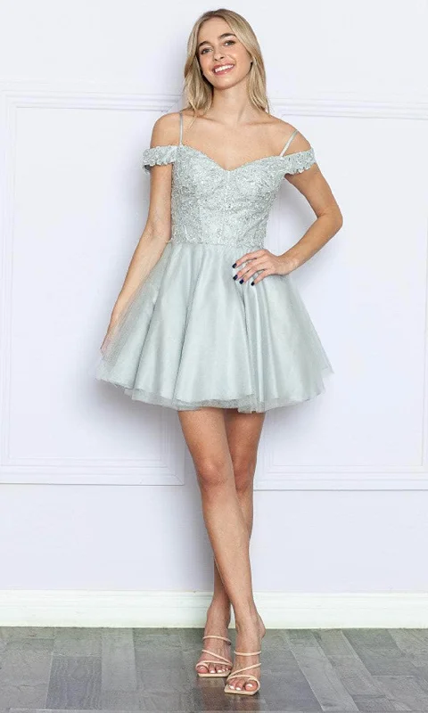 Women's Party Outfit Poly USA 9234 - Off-Shoulder A-Line Dress
