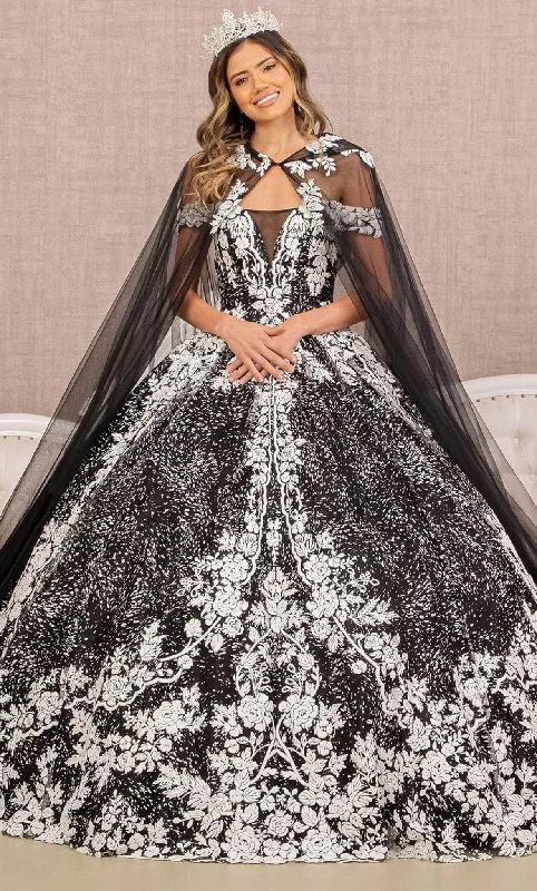 Women's Stylish Vacation Attire Elizabeth K GL3168 - Caped Quinceanera Gown
