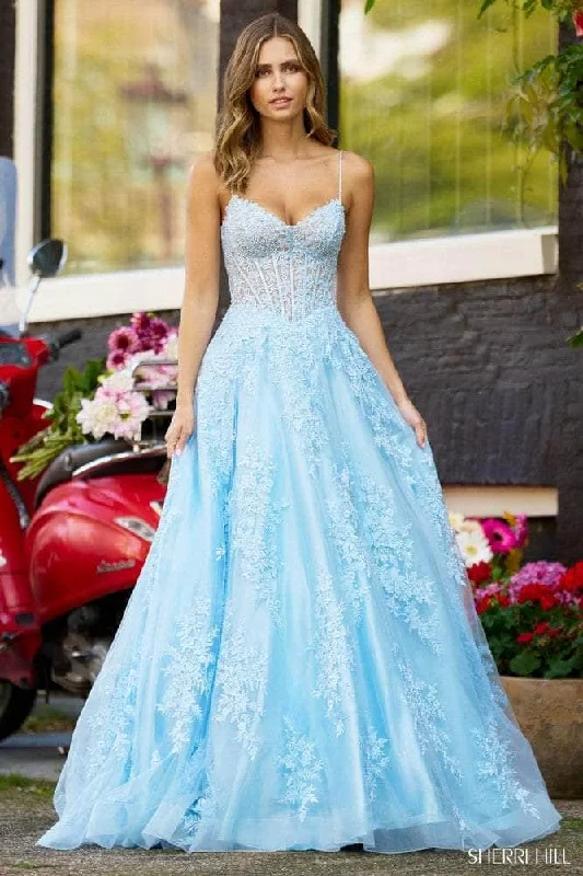 Women's Everyday Attire Sherri Hill 56211 - Embroidered Deep V-Neck Prom Gown