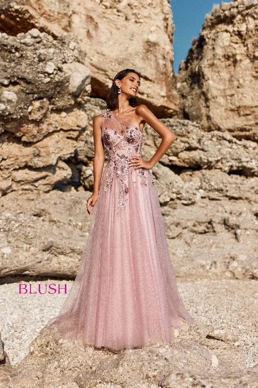 Stylish Women's Attire Blush by Alexia Designs 12166 - One-Sleeve A-line Gown