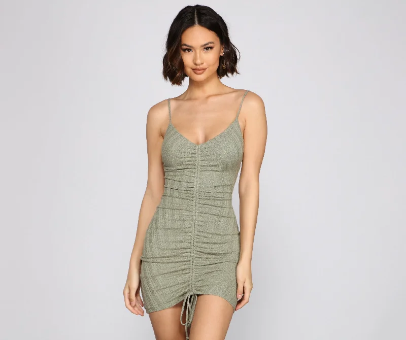 Drawn In With Charming Glam Ruched Mini Dress First Order Discount