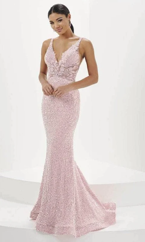 Women's Fashion-Forward Apparel Tiffany Designs 16110 - Velvet Sequin Gown