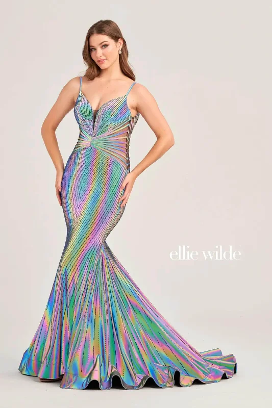 Fashionable Women's Clothes Ellie Wilde EW35704 - Embellished V-Neck Gown
