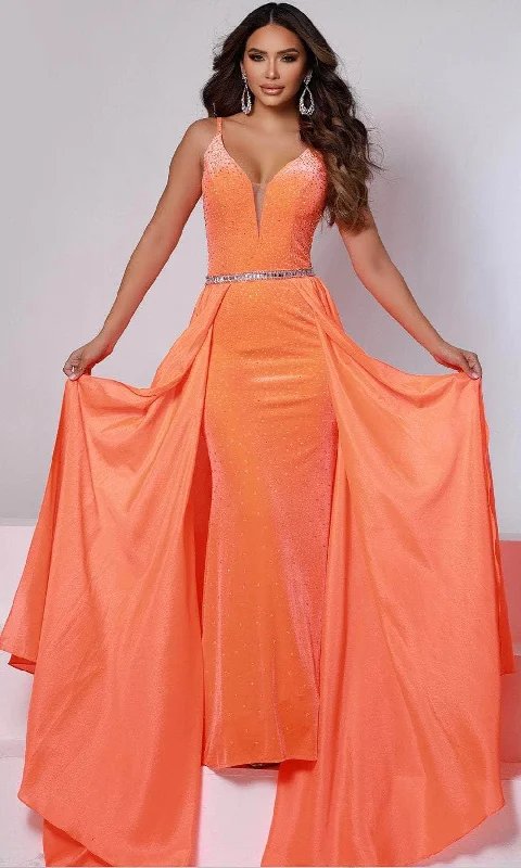 Comfortable Garments For Women Johnathan Kayne - 2400 Stone Embellished Plunging Neck Gown Comfortable Garments For Women Johnathan Kayne - 2400 Stone Embellished Plunging Neck Gown