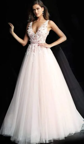 Stylish Everyday Clothing Jovani 61109SC - Floral Tulle Prom Ballgown