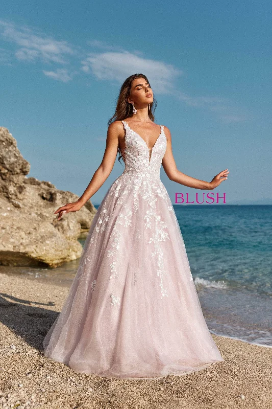 Versatile Women's Clothing for All Occasions Blush by Alexia Designs 12158 - V-Neck Embroidered Ballgown Versatile Women's Clothing for All Occasions Blush by Alexia Designs 12158 - V-Neck Embroidered Ballgown