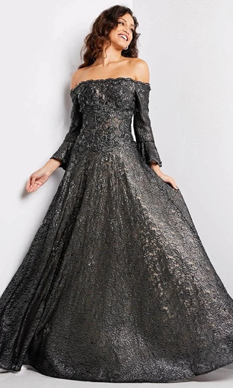Elegant Women's Clothing Online Jovani 23936 - Off-Shoulder Embroidered Prom Gown