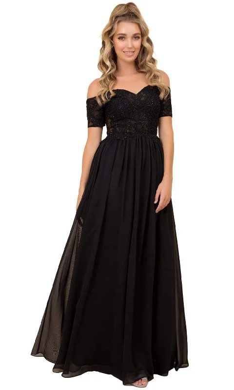 Women's Apparel And Garments Nox Anabel - Half Sleeves Lace Appliques Chiffon Long Gown A061SC Women's Apparel And Garments Nox Anabel - Half Sleeves Lace Appliques Chiffon Long Gown A061SC