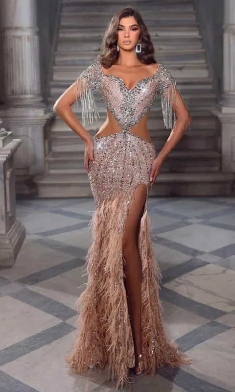 Clothing Sales Portia and Scarlett PS23743C - Fringe Detailed Long Gown