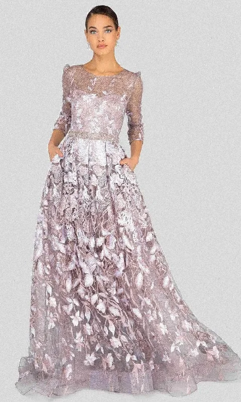 Women's Stylish Outerwear Terani Couture 1913M9408 - Floral Illusion Ballgown