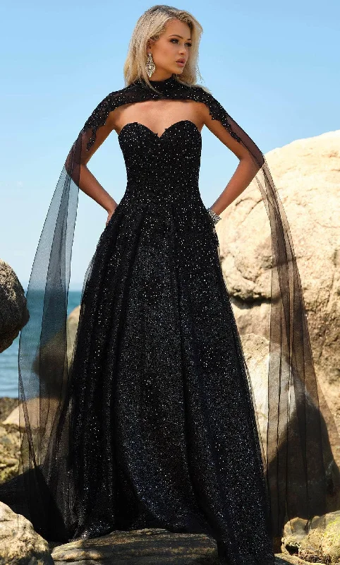 Stylish Women's Garments For Holidays Blush by Alexia Designs 5878 - Cape Strapless Ballgown
