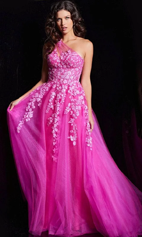 Women's Clothing For Everyday Wear JVN by Jovani JVN39318 - Asymmetric A-line Gown