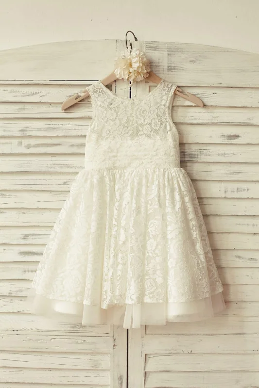 Princess Ivory Lace Tulle Flower Girl Dress Great Prices On Feminine Styles