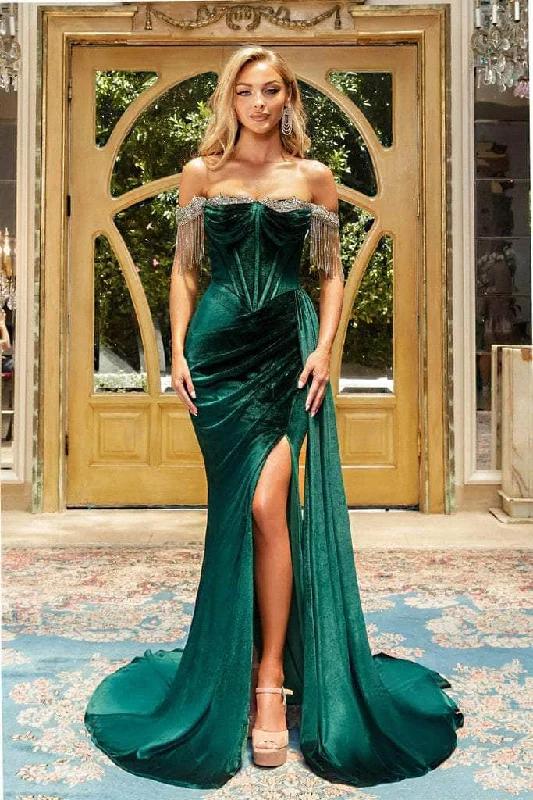 Chic Casual Wardrobe Essentials Portia and Scarlett PS22193 - Bead Fringed Corset Gown Chic Casual Wardrobe Essentials Portia and Scarlett PS22193 - Bead Fringed Corset Gown