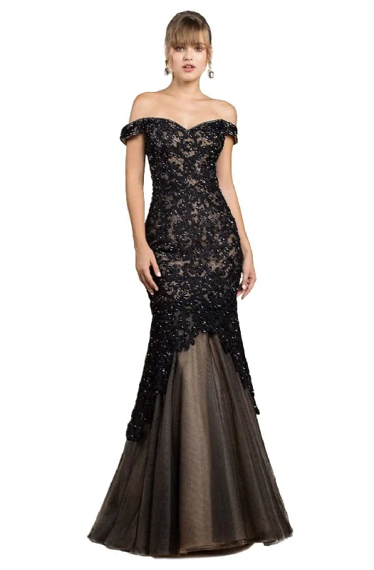 Women's High-Fashion Attire Ladivine A0401 - Beaded Lace Prom Gown
