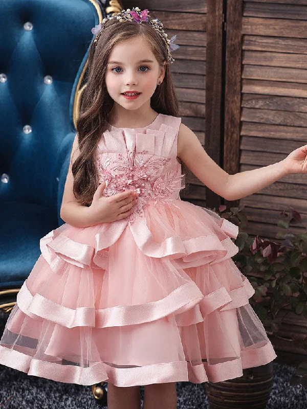 Jewel Neck Tulle Sleeveless Short Princess Flowers Formal Kids Pageant flower girl dresses Save On Inspired Styles