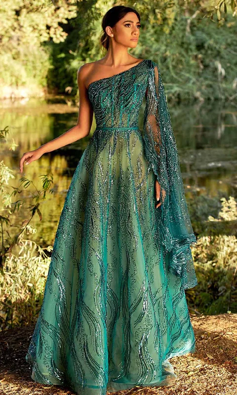 Women's Clothes MNM Couture K3932 - Asymmetrical Embellished Prom Gown