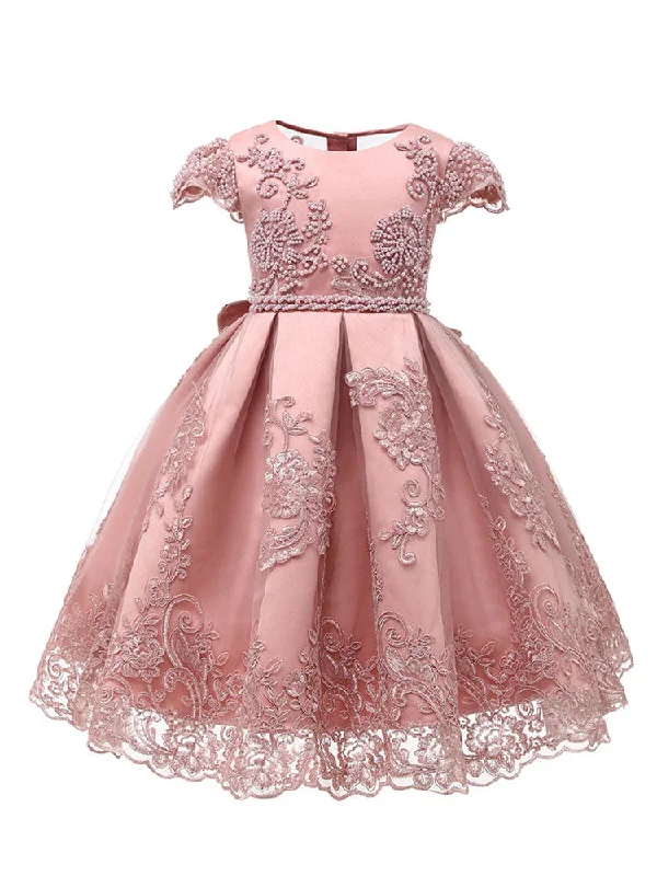 Jewel Neck Lace Short Sleeves Short Kids Social Party Princess Dresses Huge Savings On Parisian Styles