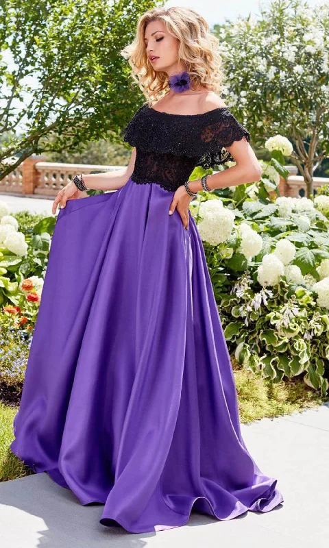 Elegant Women's Evening Garments Clarisse - 3582SC Flounce Off Shoulder Mikado A-Line Gown Elegant Women's Evening Garments Clarisse - 3582SC Flounce Off Shoulder Mikado A-Line Gown