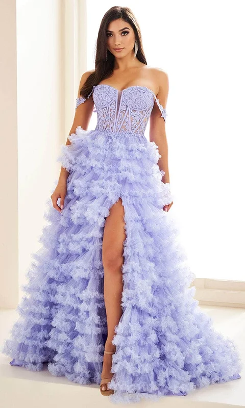 Women's Clothing Ellie Wilde EW36201 - Off Shoulder Ruffled Tulle Prom Gown