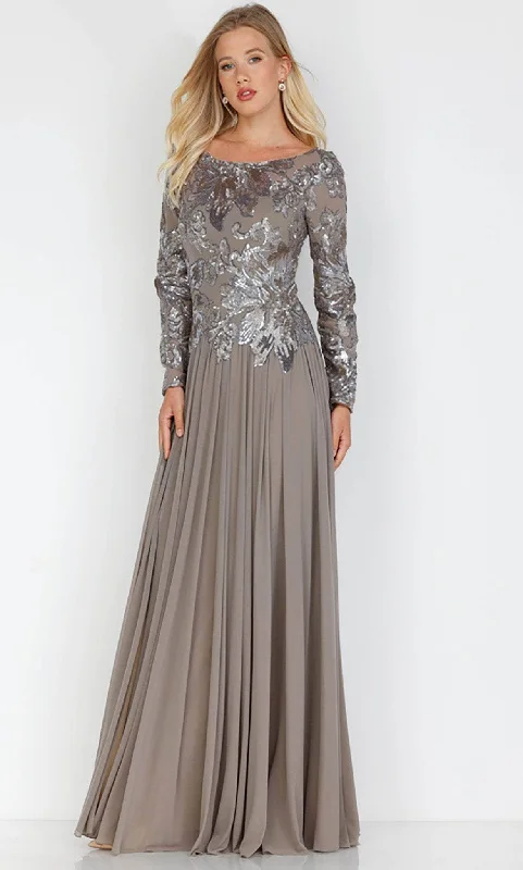 Clothing Store Terani Couture 231M0355 - Long Sleeve Chiffon Formal Gown