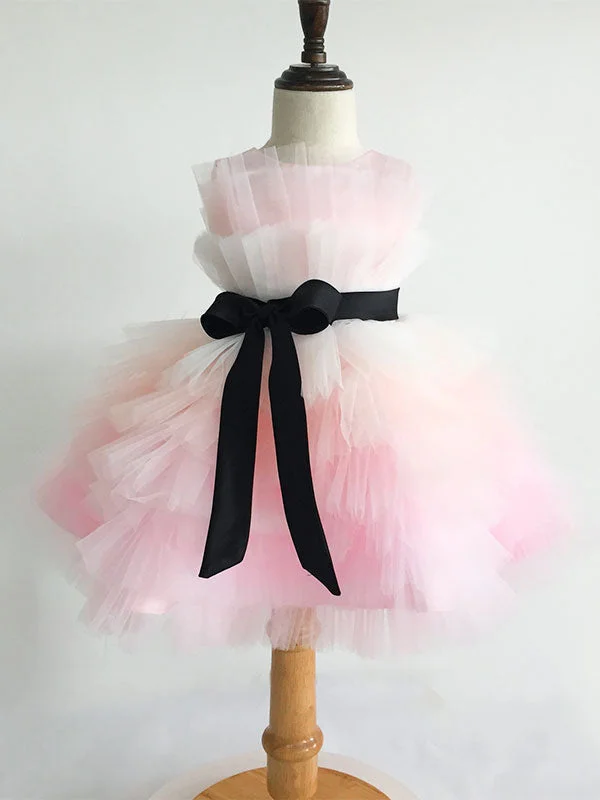 Pink Satin Fabric Sleeveless Short Princess Kids Party Dresses Flash Sale