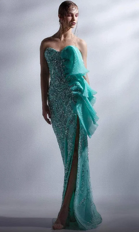Women's Evening Wear Attire MNM COUTURE G1281 - Beaded Strapless Gown