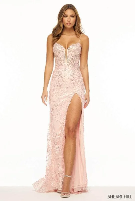 Formal Outfit For Women Sherri Hill 56208 - Sleeveless Sequin Corset Prom Gown