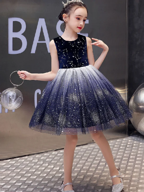 Chic Jewel Neck Tulle Sleeveless Short Princess Kids Social Party Dresses Alluring Design