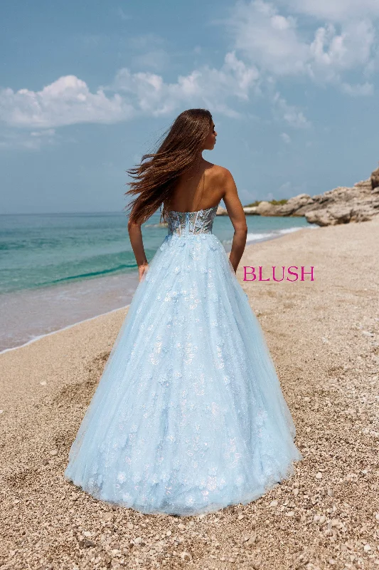 Stylish Women's Clothes for Work and Play Blush by Alexia Designs 12168 - Strapless 3D Floral Ballgown