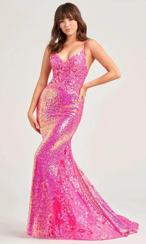 Women's Office Attire Ellie Wilde EW35202 - Embroidered V-Neck Gown