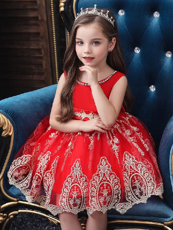 Jewel Neck Short Sleeves Bows Kids Social Party Dresses Discounts On Casual Weekend Styles