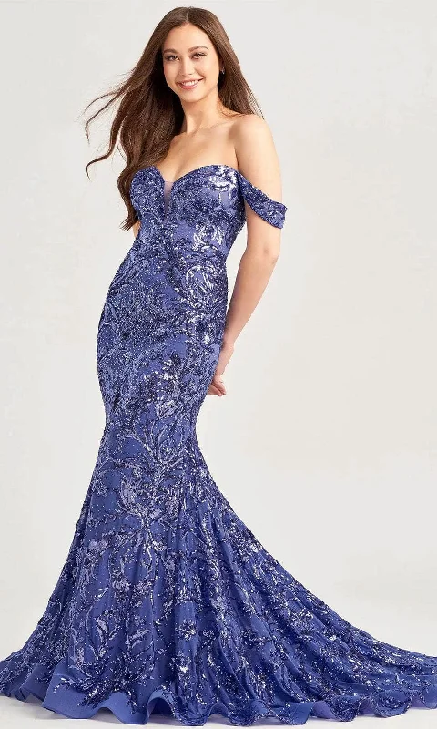 Women's Floral Print Outfit Ellie Wilde EW35094 - Off-Shoulder Mermaid Gown