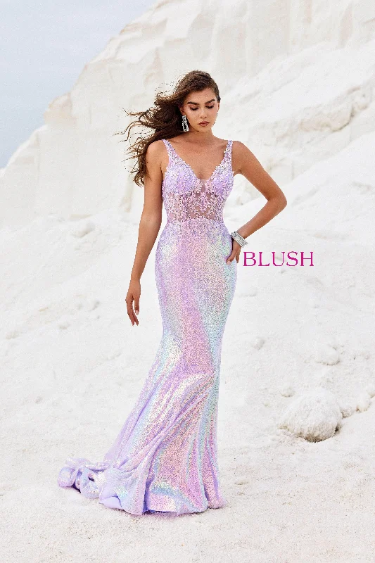 Elegant Women's Fashion Blush by Alexia Designs 12118 - Sleeveless Sheer Gown