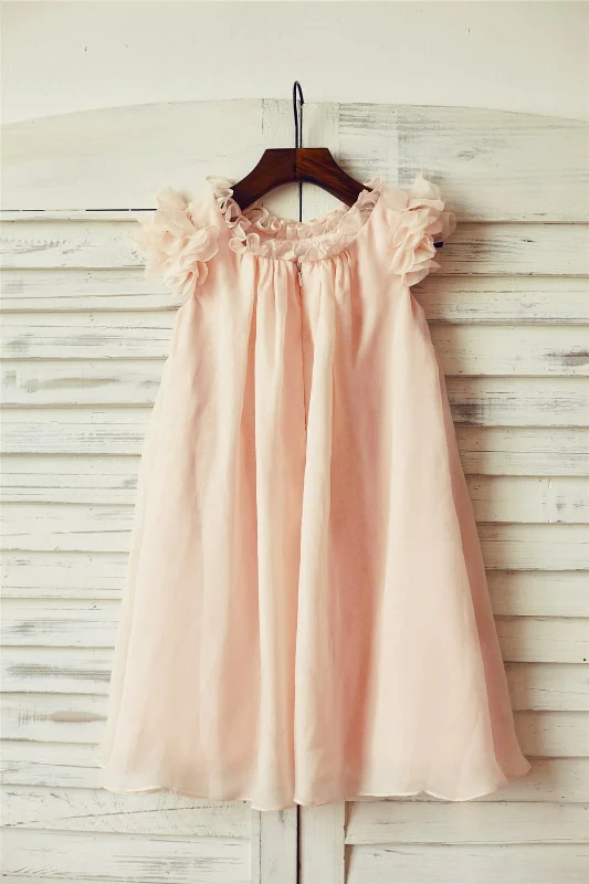 Boho Beach Blush Pink Chiffon Flower Girl Dress Score Big On Glamorous Red - Carpet Styles