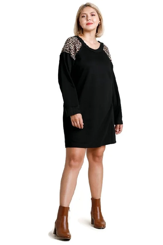 Leopard Detail Dress, Black Fashion Deal