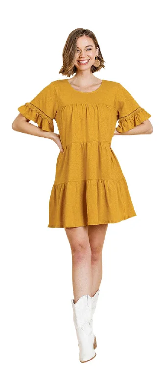 Ruffle Sleeve Tier Mini Dress, Goldenrod Summer Splash Sale