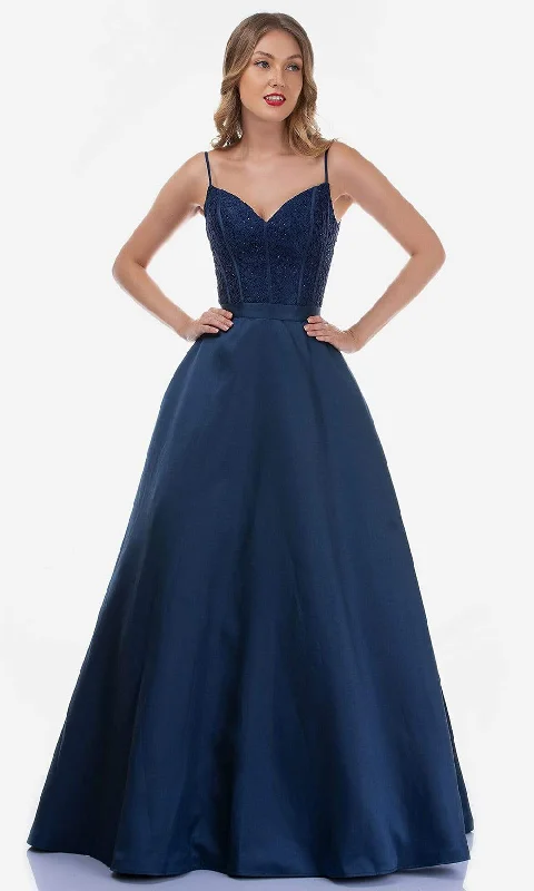 Women's Plus-Size Clothes Nina Canacci - 2250SC V Neck Corset A-line Scuplted Gown Women's Plus-Size Clothes Nina Canacci - 2250SC V Neck Corset A-line Scuplted Gown