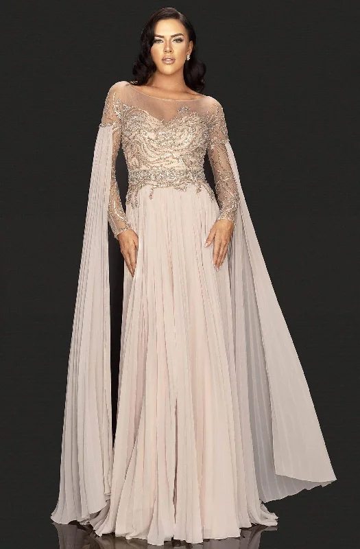 Fashion-forward Women's Clothing Terani Couture - Long Sleeve Pleated Formal Gown 2011M2117 Fashion-forward Women's Clothing Terani Couture - Long Sleeve Pleated Formal Gown 2011M2117