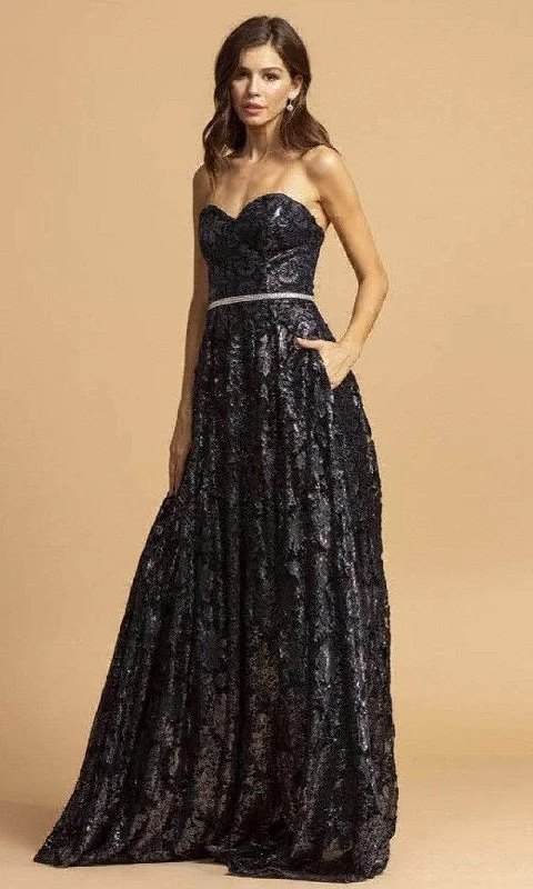 Affordable Women's Apparel Aspeed Design - D321 Jacquard A-Line Prom Gown