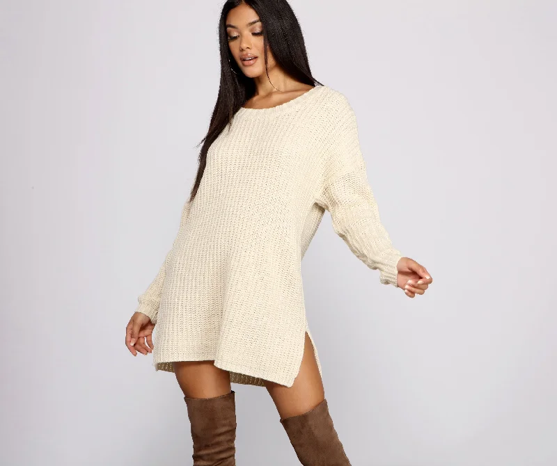 Cozy Knit Stylish Long Sleeve Tunic Sophisticated Cut