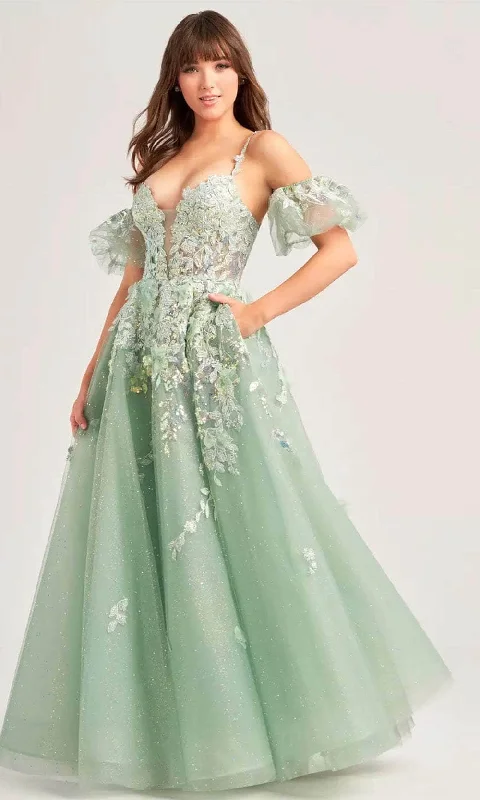 Women's Clothing Online Ellie Wilde EW35205 - Plunging Neck Corset Bodice Gown